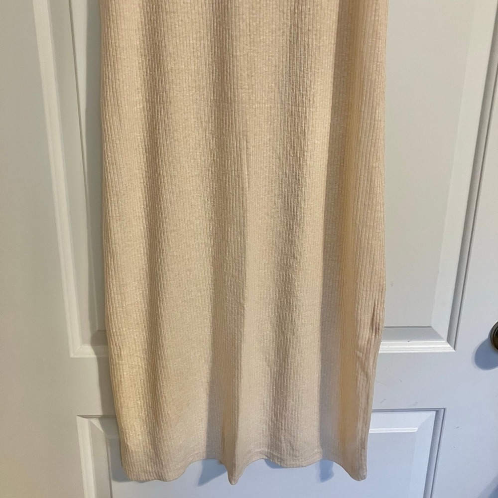 Old Navy Fitted Sleeveless Rib-Knit Midi Tank Sweater Dress Heather Oatmeal (M) - Picture 7 of 10
